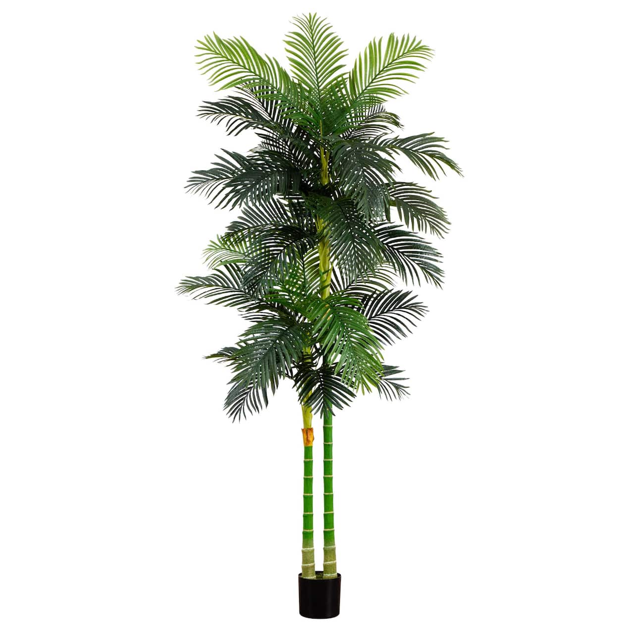 9ft. Potted Green Artificial Double Golden Cane Palm Tree